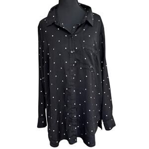 Old Navy Women’s Button Down Shirt Black W/ Seven Point Star Size Large L‎ Top